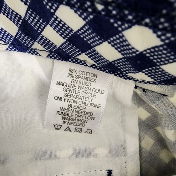 Isaac Mizrahi Live! Ankle Pants Sz 14 Regular Gingham Print Blue Tapered A263846 - Picture 8 of 9